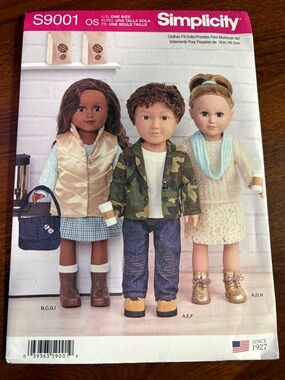 Simplicity Pattern S9001 for 18” Doll Clothes - Everyday Wear